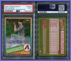 PSA 9 2020 Topps Update '85 Silver Pack Chrome Autograph Zac Gallen RC /99 POP1