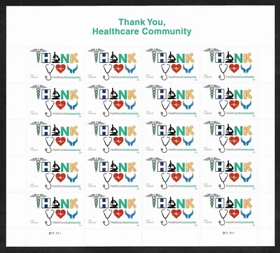 #5947 Thank You, Healthcare Community (forever) 2024 Issue-MNH Sheet of 20 - Image 1 of 2