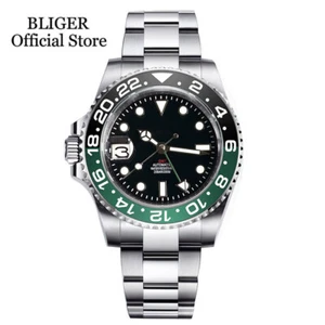 BLIGER Left Hand NH34A 200M Waterproof 40mm Black Dial NH34 GMT Mens Watch 2023 - Picture 1 of 49