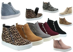 NUOVE eleganti scarpe alla caviglia donna punta rotonda zeppa nascosta taglia 5,5-11 - Foto 1 di 46