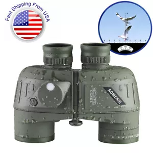 10X50 Military Marine BAK4 Prism Binoculars Waterproof With Rangefinder Compass - Picture 1 of 11