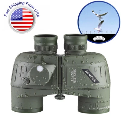 10X50 Military Marine BAK4 Prism Binoculars Waterproof With Rangefinder Compass - Image 1 of 4