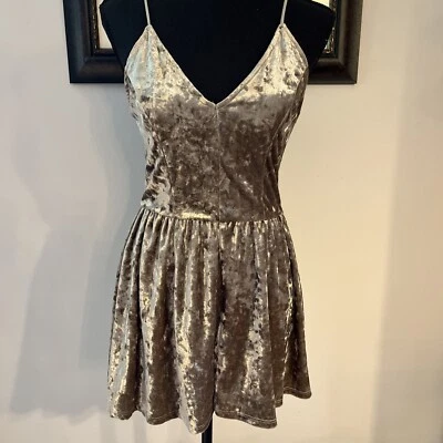 L.A. Hearts Brown Beige Crushed Velvet Romper Size S - Image 1 of 4