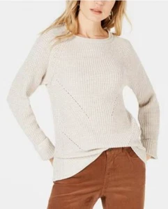 Style & Co Womens Petite Cream Airy Marled-Knit Long Sleeve Sweater Size PM NEW - Picture 1 of 4
