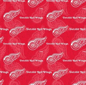BTY NHL Ice Hockey Detroit Red Wings Tone on Tone 100% Cotton Fabric BY The YARD - Picture 1 of 1