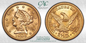 CAC MS64 1906 $2.50 Gold Liberty Quarter Eagle-AMAZING COLOR--L@@K AT THIS ONE! - Picture 1 of 3