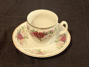 Victoria Rose by BAUM BROS Fine Bohemian China Cup & Saucer Set Czech Republic - Picture 1 of 8