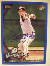 CHRIS BALCOM-MILLER signed SP BLUE #/369 2010 Topps Pro Debut baseball card AUTO