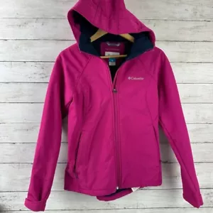 Columbia Women's Size Small Jacket Omni Wind Hooded Pink Full Zip Fleece lined - Picture 1 of 11