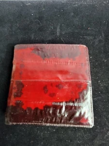 Eel Skin  Leather Wallet Burgandy Red Vintage  - Picture 1 of 5