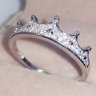 925 Sterling Silver Crystal Crown Ring Womens Wedding Engagement Rings Size 5-10