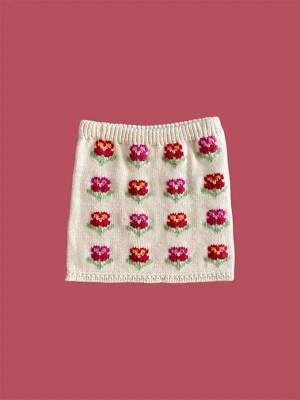 Tach Free People Elsa Carola 针织花卉迷你裙奶油色女式 XS 码 24x15 — 第 1/4 张图片