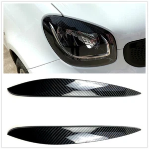 For Benz Smart 2014 2015-2021 Carbon Fiber Headlight Cover Eyebrow Eye Lid MZ - Picture 1 of 6