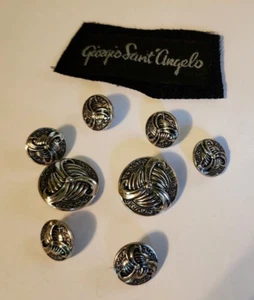 8 botones de vástago de repuesto Waterbury GIORGIO SANT ANGELO tono plata 7/8" 5/8" - Imagen 1 de 2