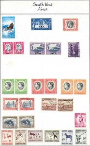 SOUTH WEST AFRICA ALBUM PAGE OF 27 MINT HINGED (SOME FINE PAIRS) & USED STAMPS - Picture 1 of 3