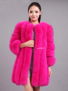 S-4XL Luxury Faux Fox Fur Coat Slim Long Faux Fur Jacket Women Fake Fur Coats - Picture 1 of 38