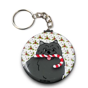Black Pomeranian Dog Candy Cane Keychain Handmade Pet Portrait Gift Accessory - Picture 1 of 15