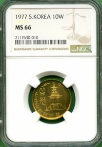 KOREA 1977 10 WON NGC MS 66 - Picture 1 of 2