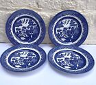 Four Churchill blue willow 8 inch salad dessert plates immaculate
