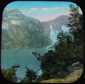 Linterna Mágica de Vidrio Diapositiva THE SKJOEGGEDALSFOS C1890 FOTO NORUEGA - Imagen 1 de 2