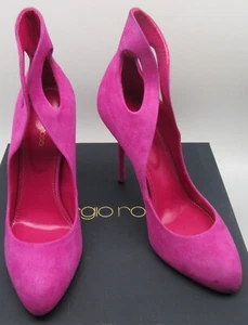 SERGIO ROSSI Pink Suede Leather Oblo Cut Out Pumps sz 39 - Picture 1 of 12