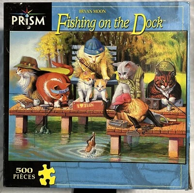 500 Piece Puzzle - Fishing on the Dock [705988998058] Bryan Moon - Image 1 of 4