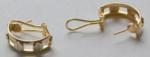 14k Solid Gold Polished French Back Earrings 6.4 Grams - Picture 1 of 12