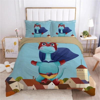 Capa de dinosaurio azul 3D NA525 fundas de almohada edredón funda nórdica Queen King Fay Foto 1 de 4