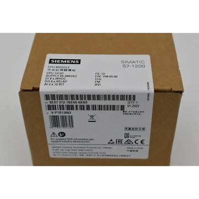 New Siemens SIMATIC S7-1200 CPU 1212C 6ES7212-1BE40-0XB0 6ES72121BE400XB0 - Image 1 of 3