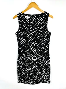 Dressbarn abito tubino donna a pois taglia 8 nero bianco senza maniche elasticizzato - Foto 1 di 13