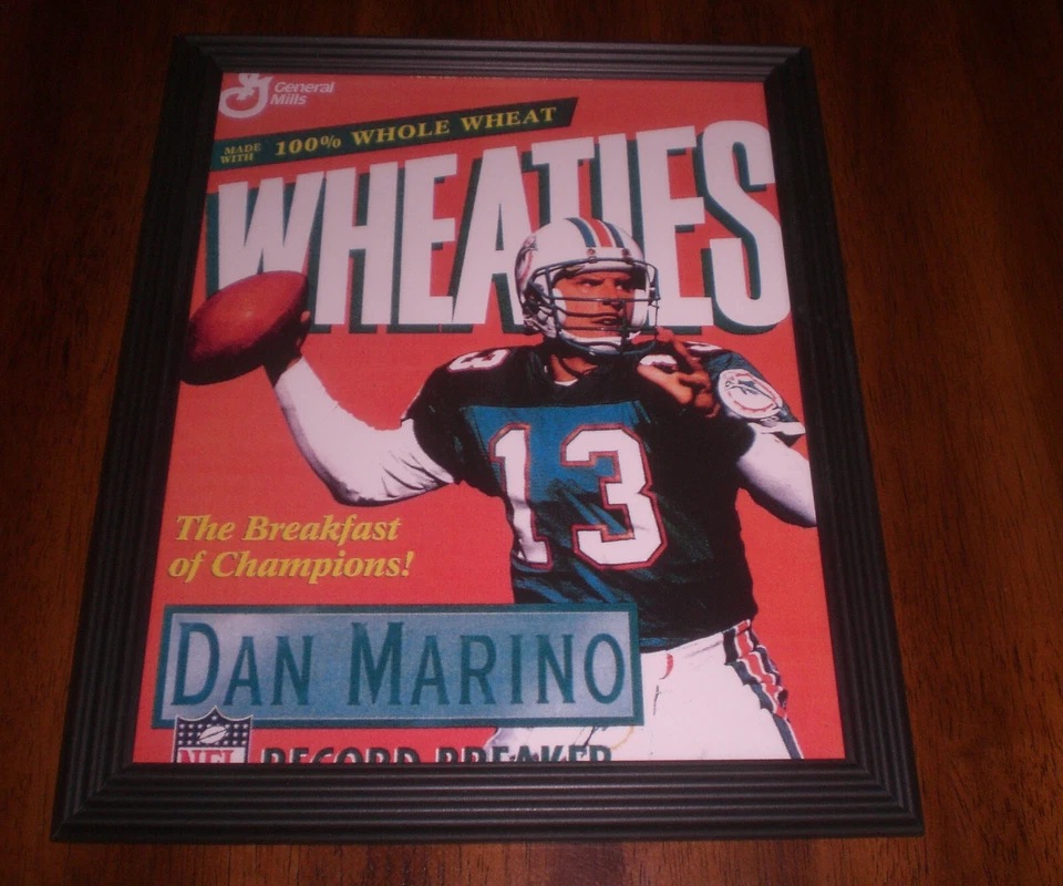 CAJA DE TRIGO ENMARCADA DELFINES DAN MARINO IMPRESIÓN A COLOR  Foto 1 de 1