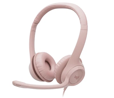 USB Headphones Noise Cancelling Mic Pink Headset Logitech H390 Rose Original New - Image 1 of 4