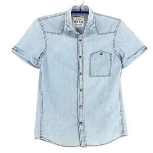 TOM TAILOR Men Fitted Denim Short Sleeve Shirt Size S - Picture 1 of 8