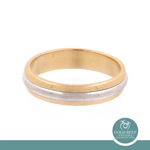 18K Yellow Gold Platinum Overlay Band Ring Wedding Anniversary Size 9.5 - Picture 1 of 4