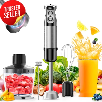 Hand Blender 1200W Immersion 5in1 Set 6 Speed Mixer Chopper Whisk Beaker Frother - image 1 of 4