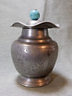 Antique Chinese Carved Pewter tea caddy 19th Century