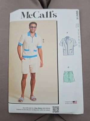 8414 McCall's Knit Shirts w/ Variations & Shorts Pattern Men's 34-42 Uncut New - Image 1 of 2