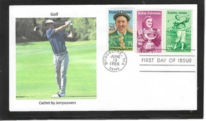 GOLF COMBO FDC 1988 BROOKLINE, MASSACHUSETTS JERRY'S COVERS ONLY 1 MADE - Picture 1 of 1