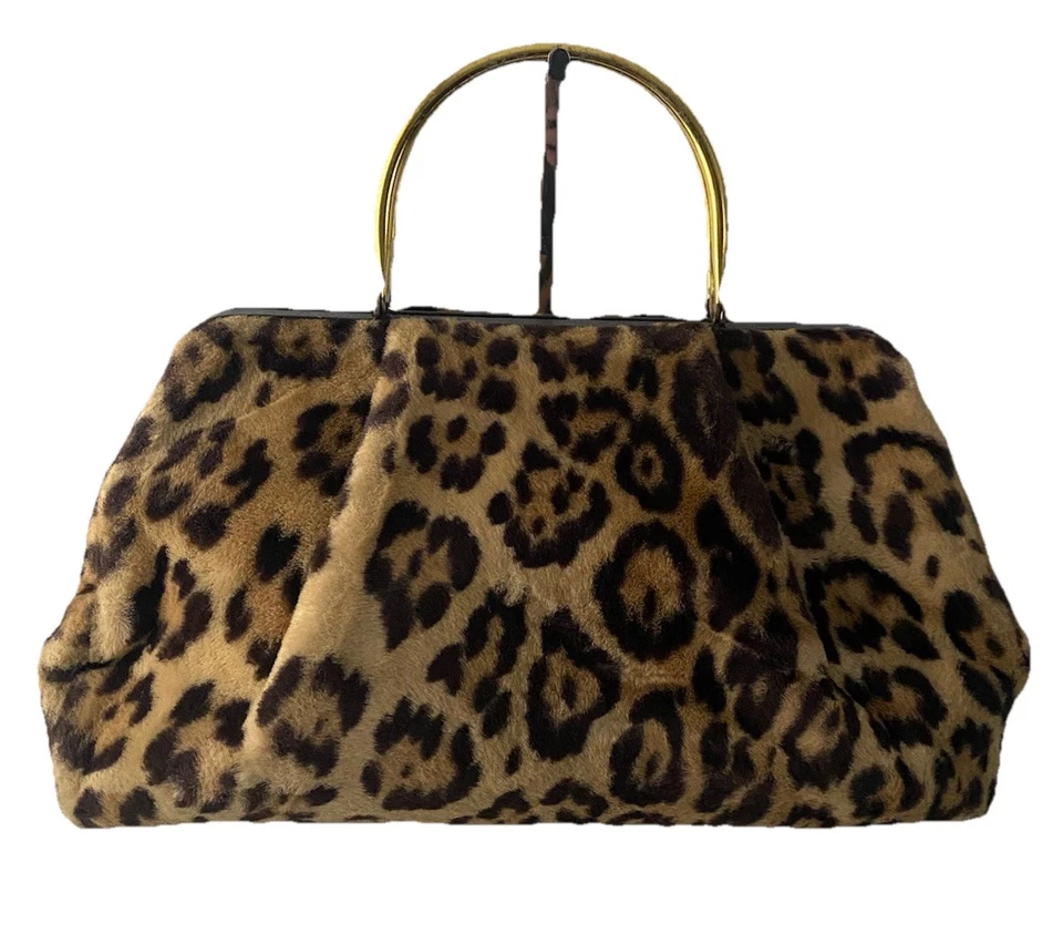 Bolso de mano vintage de cuero sintético con estampado de leopardo RONAY de los años 60 Foto 1 de 4