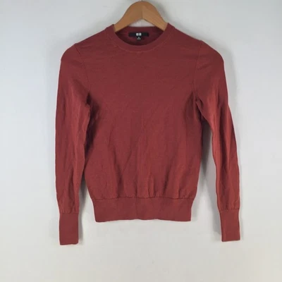 Uniqlo женщин вязаный свитер джемпер размер XS красный шерсти длинным рукавом 124743 - Изображение 1 из 4