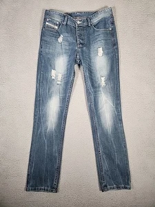 Diesel Industry Jeans Mens 32x31 Blue Viker Regular Straight Distressed - Picture 1 of 9