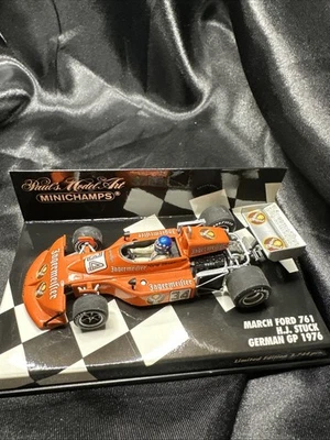 Minichamps 1/43 March Ford 761 German GP 1976 H. J. Stuck 1/3744 Pcs Ships USA - Image 1 of 4
