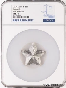 2024 Cook Islands Silver 1oz $5 Starry Sky Ornament NGC MS70 First Release - Picture 1 of 2