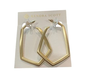 Kendra Scott Geometric Gold Hoop Earrings Lonnie GLD 710 - Picture 1 of 4