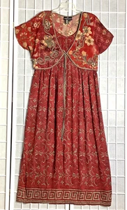 Maxi Vestido Boho Vintage Años 90 CAROLE LITTLE Floral Rayón Tela Importada Talla 16 Usado en Excelente Condición - Imagen 1 de 5