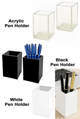Acrylic New Pen Holder Cup Desk Organizer Stationery & Makeup Brush Pot UK - Image 1 of 4