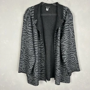 Ming Wang plus size 2X reversible jacket crinkle crushed textured black zebra - Picture 1 of 13