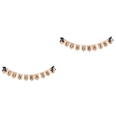  2 Count Congrats Grad Banner Graduation Photo Backdrop Graduate Decorations - Image 1 of 4