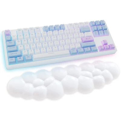 Teclado con reposamuñecas Cloud, reposamanos nube blanca con espuma viscoelástica de cuero PU... Foto 1 de 4