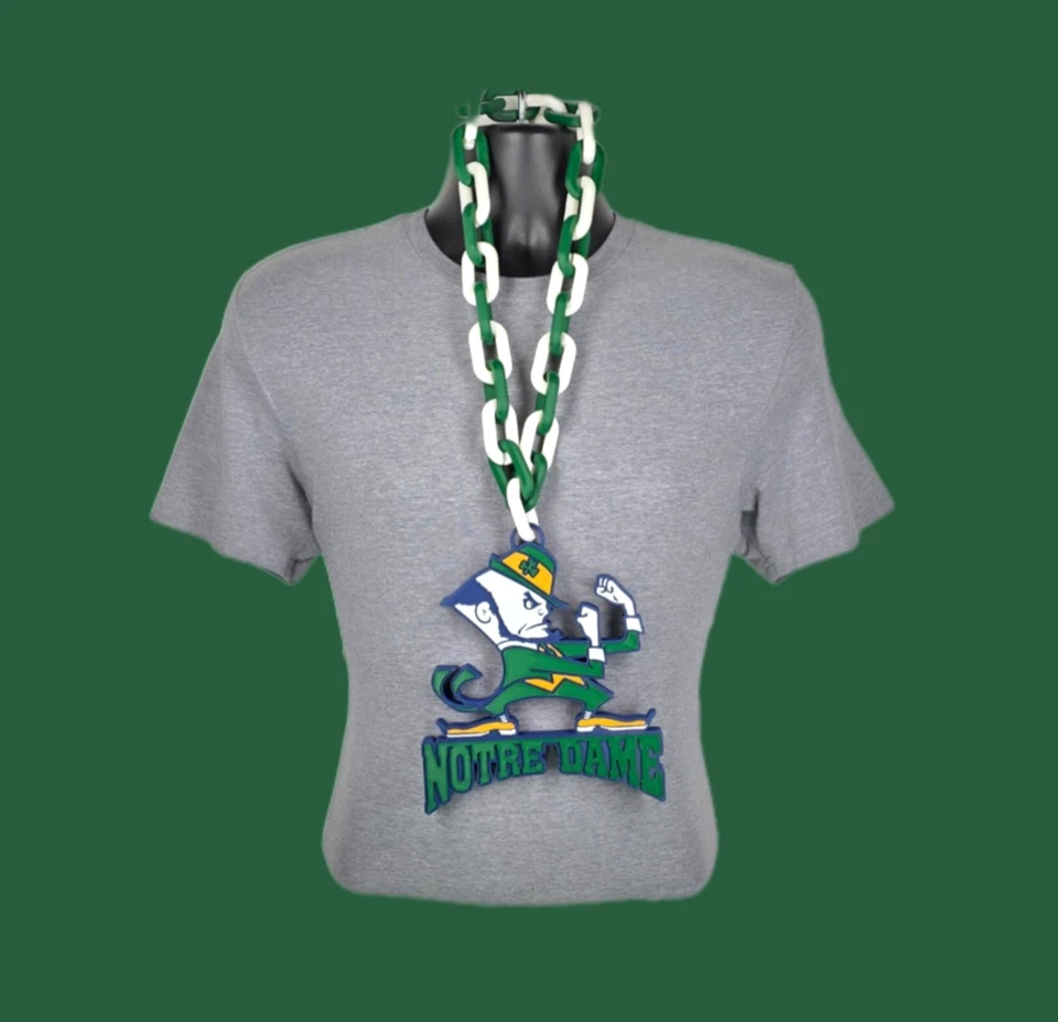 Notre Dame Fighting Irish Fan Chain Pendant Necklace NCAA College Leprechaun - Image 1 of 1